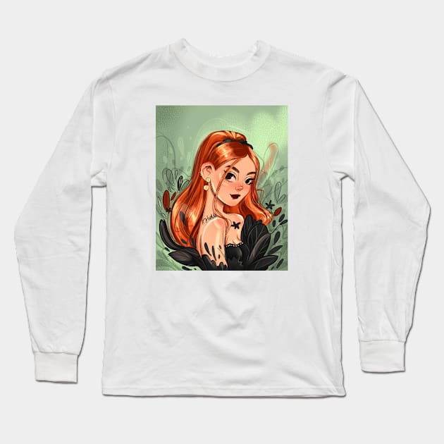 Girl in black Long Sleeve T-Shirt by didlestown